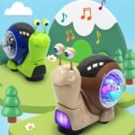 Children Electrical Crawling Snail Toys Sound And Light Projection Snail Fun Toys, Snail Gray, Snail Green - Image 8